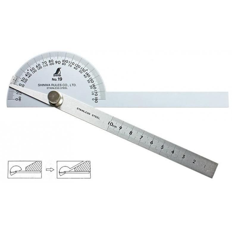 SHINWA kątomierz 10cm podwójne ramię inox (62490)