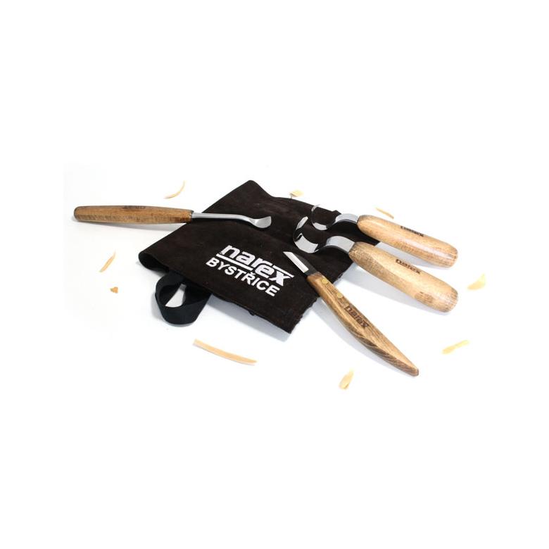 NAREX Noże i dłuto rzeźbiarskie do łyżek serii PROFI - zestaw 4 elementów (899501)