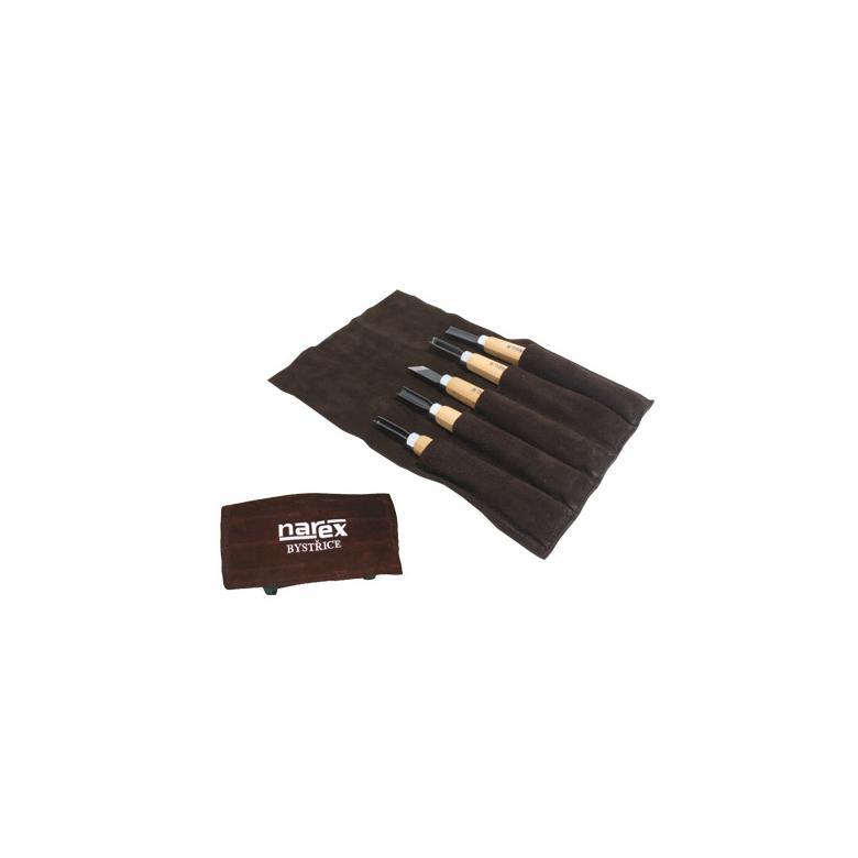 NAREX Dłuta rzeźbiarskie dla początkujących START serii STANDARD -zestaw 5szt w skórzanym etui (869300)