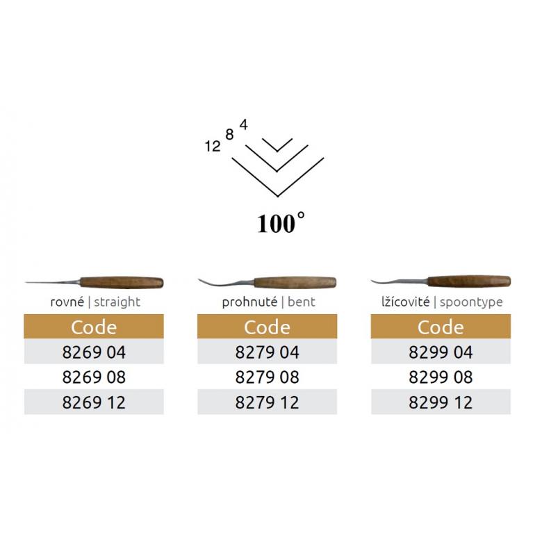 NAREX Dłuto rzeźbiarskie proste typu V100° profil 45 szer. 12mm serii PROFI (826912)
