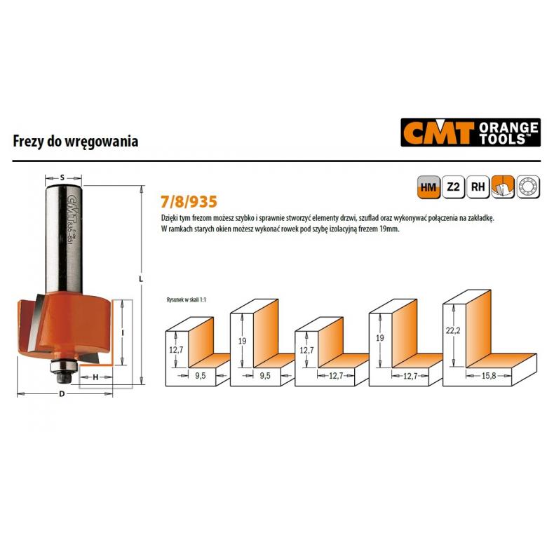 CMT Frez do wręgowania H-9,5 D-31,7 I-12,7 L-58,4 S-8mm (935.317.11)