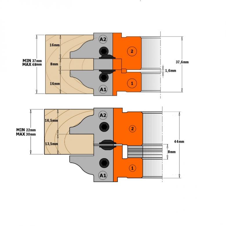 CMT Zestaw głowic typu profil-kontrprofil D-147 B-50 (694.015.50)