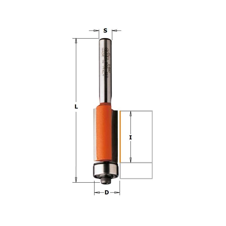 CMT Frez prosty z dolnym łożyskiem  I-25,4 D-12,7 L-70,7 S-8mm (906.127.11)
