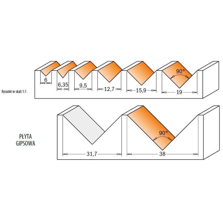 CMT Frez bruzdujący A-90° D-9,5 I-12,7 L-44,5 S-8mm (915.095.11)
