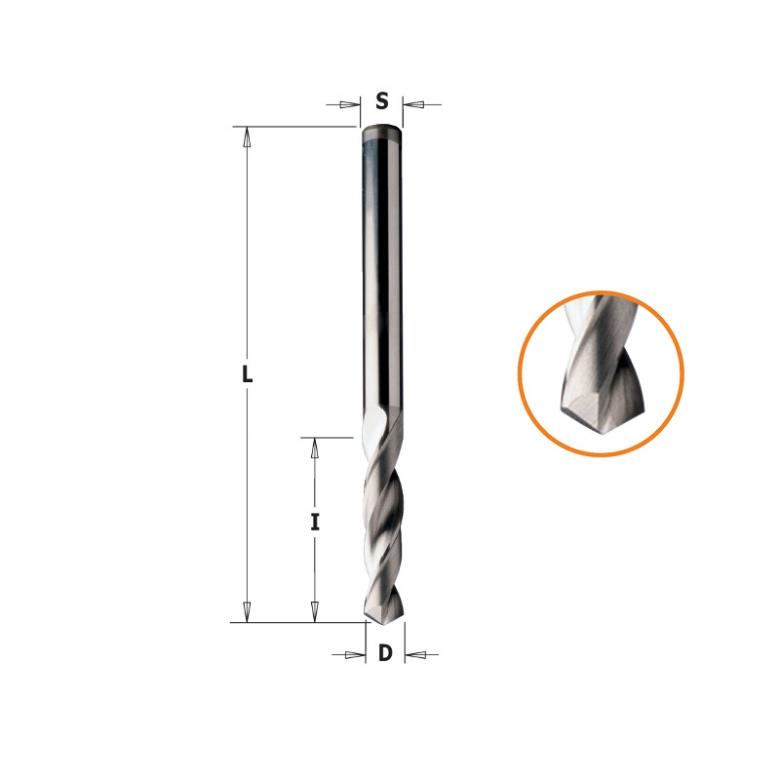 CMT Wiertło przelotowe  ostrze V 120° D-5mm, L-60mm prawe obroty (363.050.11)