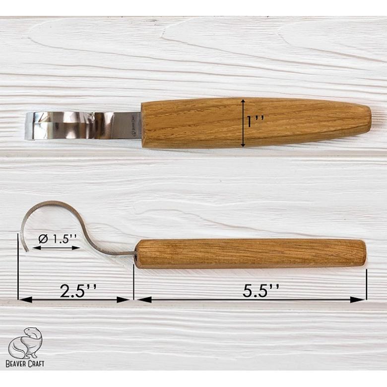 Beavercraft Nóż do łyżek rzeźbiarski 30 mm SK2OAK rękojeść dębowa