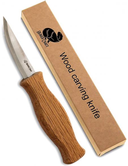 BeaverCraft Nóż rzeźbiarski z długim ostrzem C4 rękojeść dąb