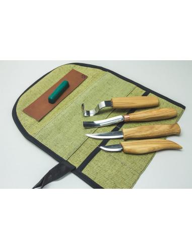 Beavercraft Zestaw do rzeźbienia 4 szt noże, nóż do łyżek, dłuto S43