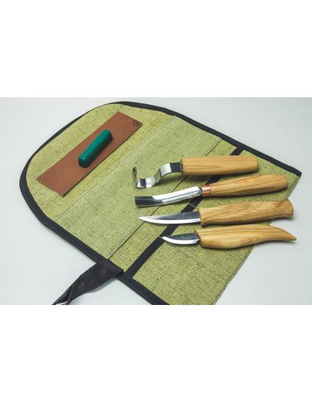 Beavercraft Zestaw do rzeźbienia 4 szt noże, nóż do łyżek, dłuto S43