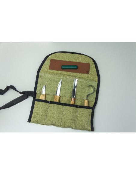 Beavercraft Zestaw do rzeźbienia 4 szt noże, nóż do łyżek, dłuto S43