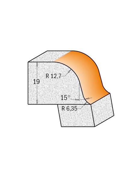CMT Frez zaokrąglająco-trymujący (esownica) do Corianu A-15 D-54 I-25,4 S-12mm (980.542.11)
