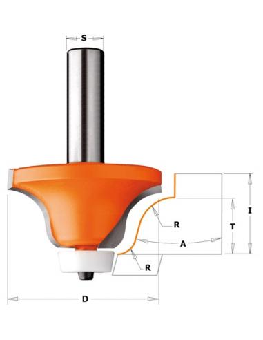 CMT Frez zaokrąglająco-trymujący (esownica) do Corianu A-15 D-54 I-25,4 S-12mm (980.542.11)