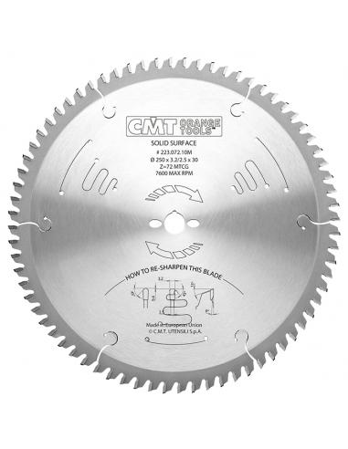 CMT Piła do Solid Surface Corianu i płyt kompozytowych D-300 F-30 zębów 84 (223.084.12M)