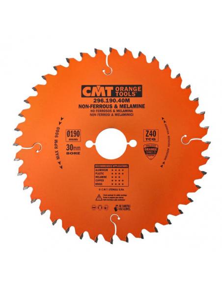 CMT Piła do cięcia metali nieżelaznych i płyt laminowanych D-190 F-30 zębów 40 (296.190.40M)