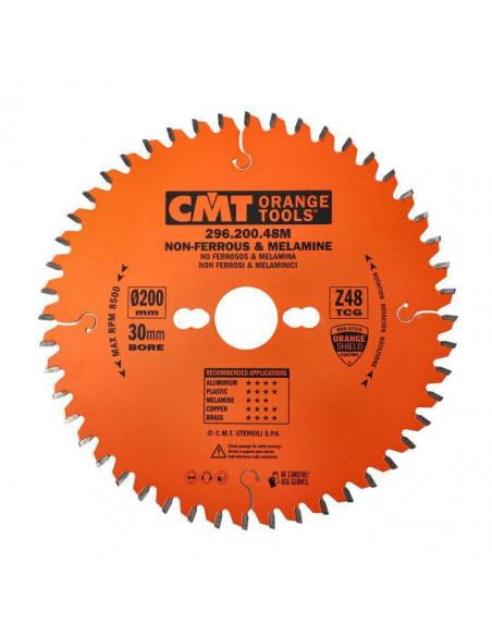 CMT Piła do cięcia metali nieżelaznych i płyt laminowanych D-200 F-30 zębów 48 (296.200.48M)