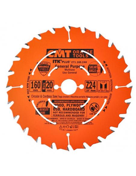 CMT Piła ultra cienka ITK Plus do cięcia wzdłużnego i poprzecznego  D-160 F-20 zębów 24 (271.160.24H)