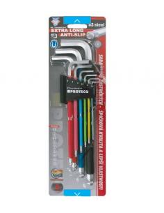 PROTECO Klucze imbusowe magnetyczne z kulką - zestaw 9 szt oznaczone kolorami (42.09-2001)