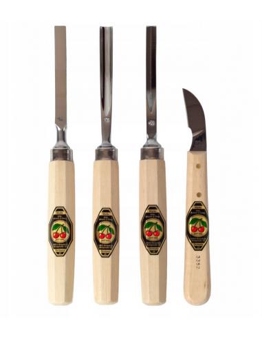 KIRSCHEN Dłuta snycerskie + nóż - zestaw 4 szt (3424000)