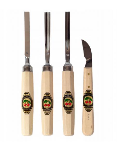 KIRSCHEN Dłuta snycerskie + nóż - zestaw 4 szt (3424000)