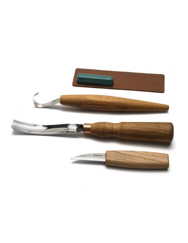 Beavercraft Zestaw do rzeźbienia 3 szt nóż, nóż do łyżek, dłuto żłobak S47