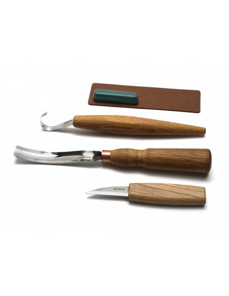 Beavercraft Zestaw do rzeźbienia 3 szt nóż, nóż do łyżek, dłuto żłobak S47