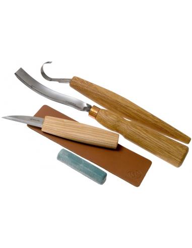 Beavercraft Zestaw do rzeźbienia 3 szt nóż, nóż do łyżek, dłuto żłobak S47