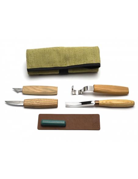 Beavercraft Zestaw do rzeźbienia 4 szt nóż do łyżek, noże, dłuto S49