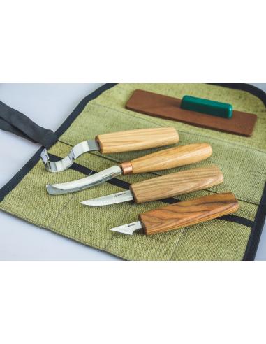 Beavercraft Zestaw do rzeźbienia 4 szt nóż do łyżek, noże, dłuto S49