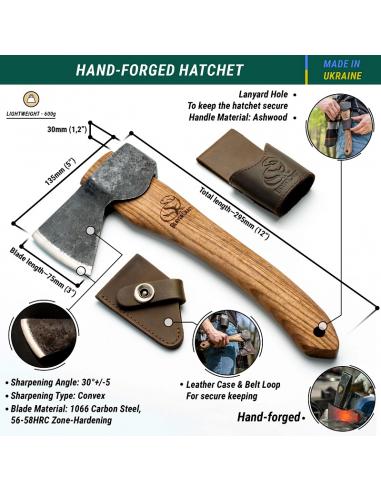 Toporek biwakowy rzeźbiarski z etui skórzanym AX1