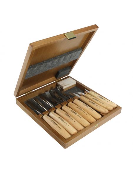 NAREX Dłuta i noże rzeźbiarskie STANDARD zestaw 10 cz. w kasecie (894813)