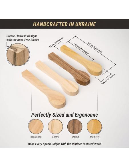 Beavercraft Drewno wiśnia, lipa,morwa,orzech do rzeźbienia łyżki formatka BB2
