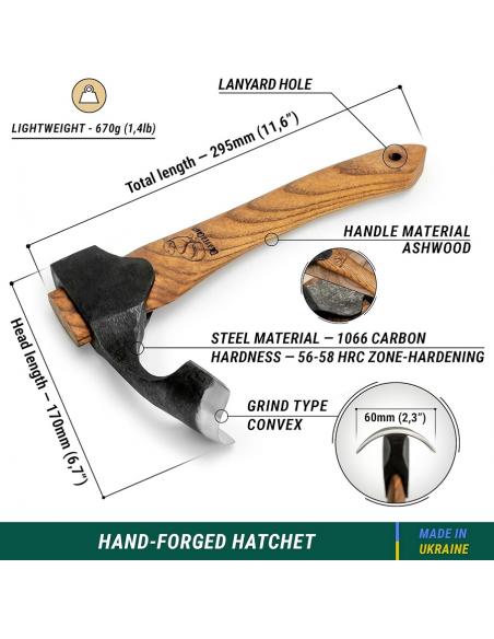 Beavercraft Ciosło wklęsłe z etui skórzanym i zawiesiem AX2