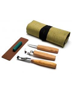 Beavercraft Zestaw do rzeźbienia łyżek i kuks (3 narzędzia i akcesoria polerskie) S38