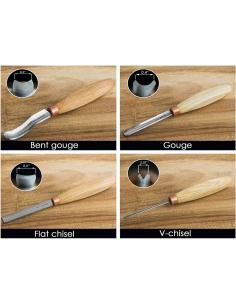 Beavercraft Zestaw 4 dłut profilowych do rzeźbienia + akcesoria do polerowania, w etui SC01 2