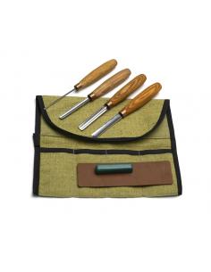 Beavercraft Zestaw 4 dłut profilowych do rzeźbienia + akcesoria do polerowania, w etui SC02