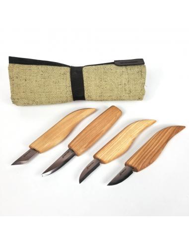 Beavercraft Podstawowy zestaw 4 noży do rzeźbienia, etui z materiału SO7
