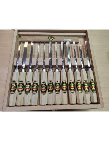 KIRSCHEN Dłuta rzeźbiarskie zestaw 12szt + kamienie Arkansas (3154000)