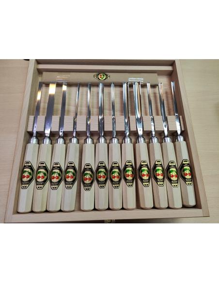 KIRSCHEN Dłuta rzeźbiarskie zestaw 12szt + kamienie Arkansas (3154000)