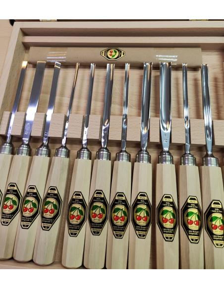 KIRSCHEN Dłuta rzeźbiarskie zestaw 12szt + kamienie Arkansas (3154000)