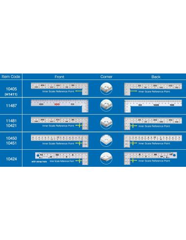 SHINWA kątownik stalowy 50 cm 8 skali inox (11481)