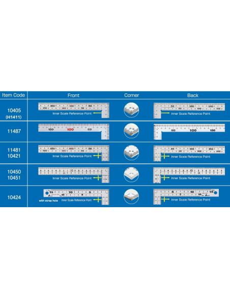 SHINWA kątownik stolarski inox 6 skali 10405