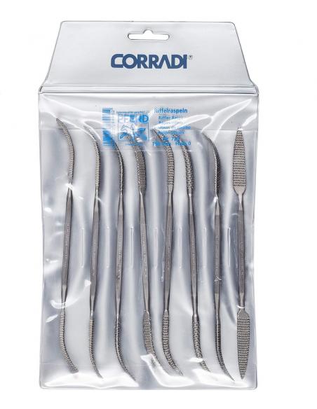 CORRADI Pilniki rzeźbiarskie profilowe do drewna 8 szt 190mm (720-190-0)