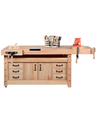 PINIE Stół stolarski z 2 imadłami PROFI I/I 2000 blat 12 cm