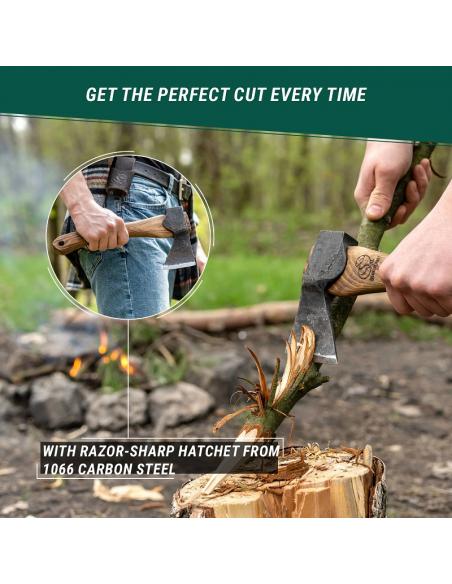 Gownia toporka biwakowego rzeźbiarskiego z etui skórzanym AX1Head