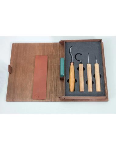 Beavercraft zestaw do rzeźbienia łyżek noże rzeżbiarskie i nóż hakowy 4szt S19Book