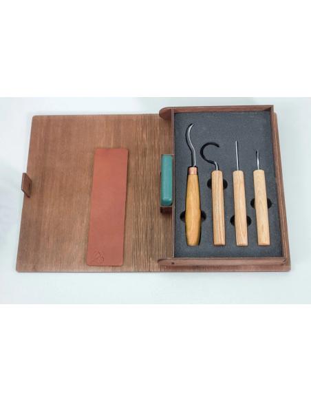 Beavercraft zestaw do rzeźbienia łyżek noże rzeżbiarskie i nóż hakowy 4szt S19Book
