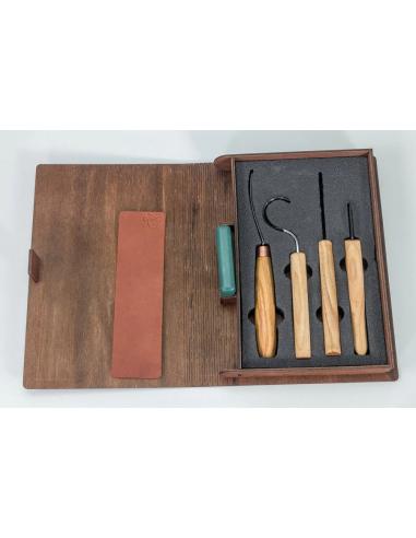 Beavercraft Zestaw do rzeźbienia 4 szt noże, nóż do łyżek, , dłuto S43Book