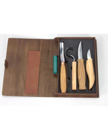Beavercraft Zestaw do rzeźbienia 4 szt noże, nóż do łyżek, , dłuto S43Book