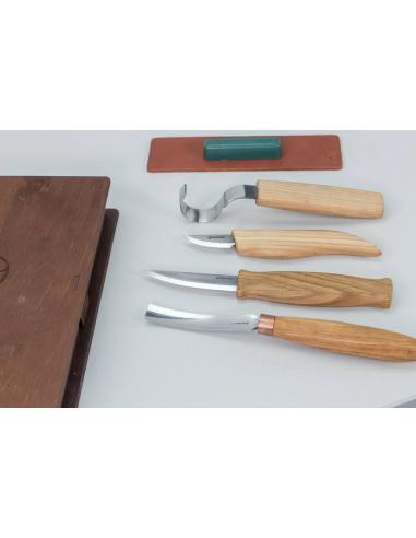 Beavercraft Zestaw do rzeźbienia 4 szt noże, nóż do łyżek, , dłuto S43Book