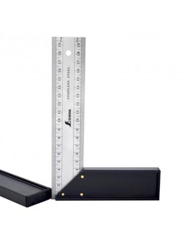 SHINWA kątownik ze skalą i stopką 30x13cm 45 st 62308